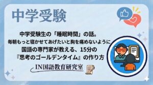 中学受験生の「睡眠時間」の話。毎朝もっと寝かせてあげたいと胸を痛めないように国語の専門家が教える、15分の『思考のゴールデンタイム』の作り方