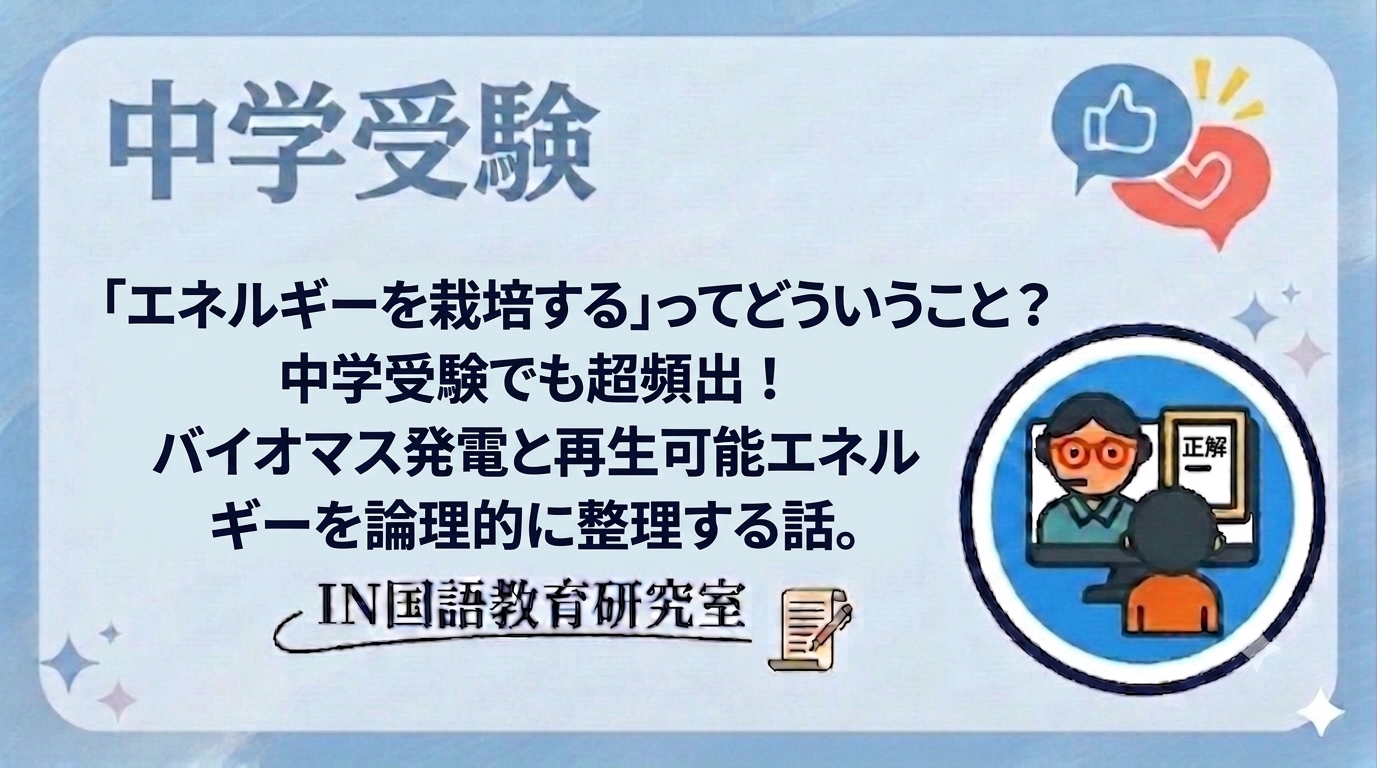 「エネルギーを栽培する」ってどういうこと？中学受験でも超頻出！バイオマス発電と再生可能エネルギーを論理的に整理する話