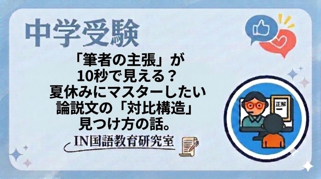 「筆者の主張」が10秒で見える？夏休みにマスターしたい論説文の「対比構造」見つけ方の話。